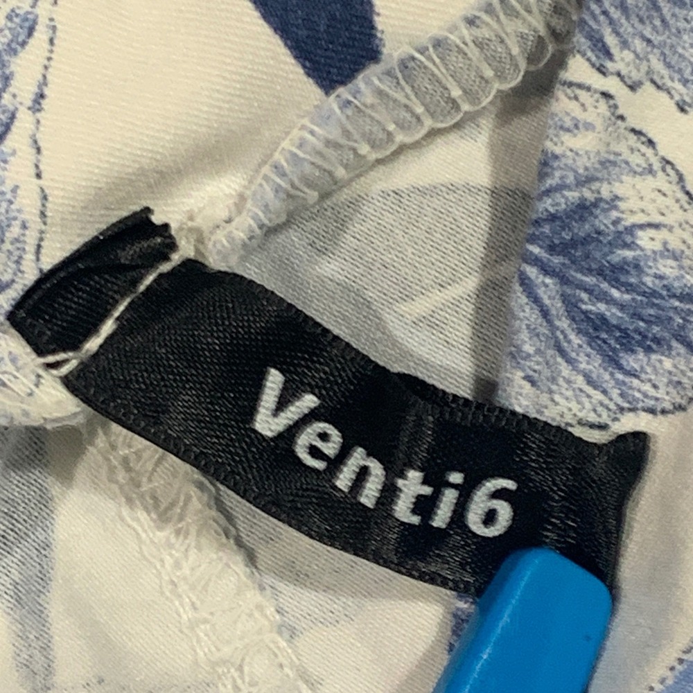 Venti6 Womens Blue White Floral Viscose Jogger Pants Size L Pull On Made in USA - Picture 2 of 7